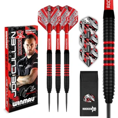 Afbeelding van WINMAU Darts Joe Cullen Rockstar 20g Messing Dartset met Dartvluchten en dartpijlen (stengels) inclusief scorekaart