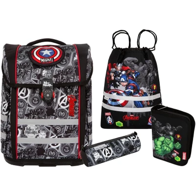 Afbeelding van McNeill Schooltas Ergo Perfecto Marvel Schoolbag Set 5 delig Avengers Zwart