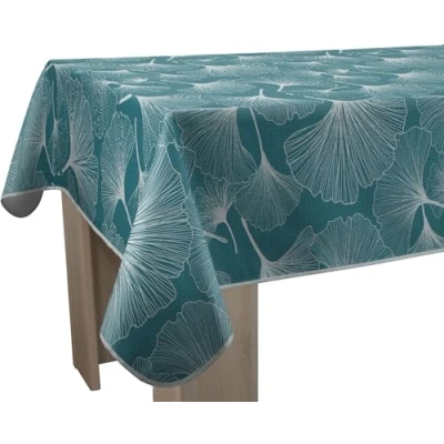 Afbeelding van Le linge de Jules Biloba Tafelkleed, vuilafstotend, groen, rechthoekig, 150 x 350 cm