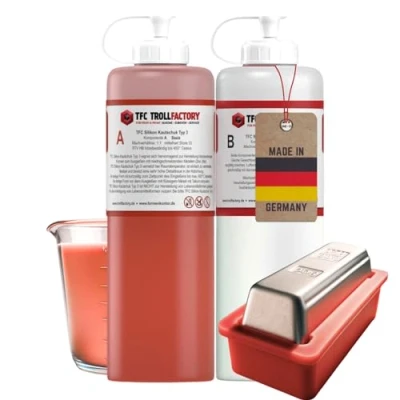 Afbeelding van TFC siliconen rubber type 3, dubbellaagse siliconen, middelhard, gegoten tin, loodgietwerk, hittebestendig, 500 g (2 x 250 g)