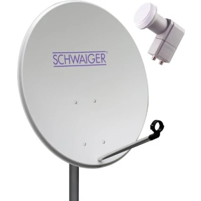 Afbeelding van SCHWAIGER SPI993 011 Satellietsysteem schotelantenne 80 cm Stalen Twin LNB digitaal 2 deelnemers 72 x 82 lichtgrijs