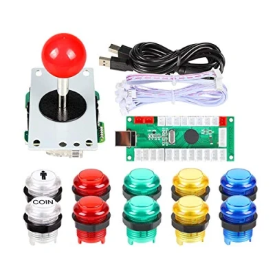 Afbeelding van EG STARTS Nul Vertraging USB Encoder Naar PC Games Rode Joystick + 10x LED Verlichte 5V Drukknoppen Voor Arcade DIY Kits Onderdelen Mame Raspberry Pi 2 3 3B