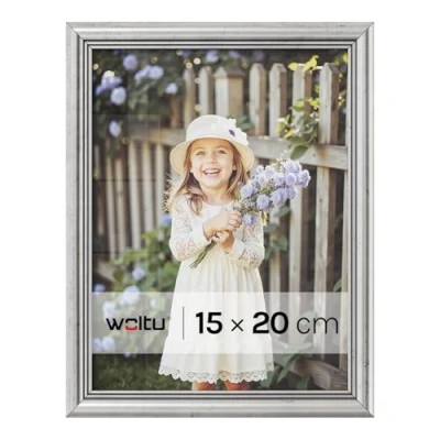 Afbeelding van WOLTU 1 Stuck Fotolijstje 15x20cm structuur in Houten en paneel glas,Zilver 9425
