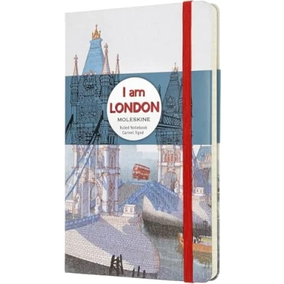 Afbeelding van Moleskine I Am London Limited Edition wit groot geregeld notebook hard
