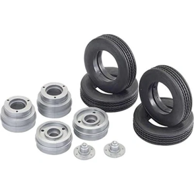 Afbeelding van Carson Modellsport 1:14 Truck oplegger Complete wielen Kunststof 14 mm Wegprofiel Euro Optik Zilver 2 paar
