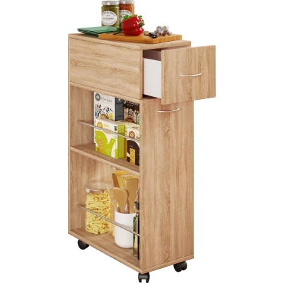Afbeelding van Tusal keukenmodule op wielen 1 lade eik decor.