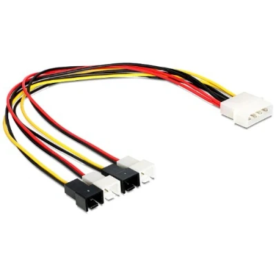 Afbeelding van DELOCK kabel Power Molex 4 pins stekker &gt; 4x 2 ventilator