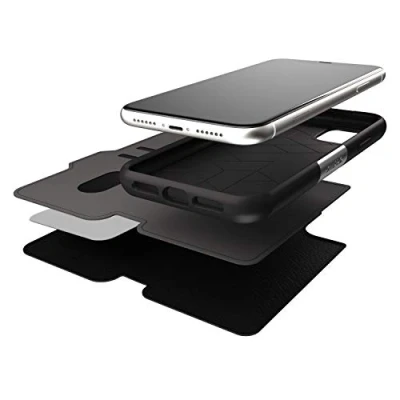 Afbeelding van OtterBox Strada hoesje voor iPhone 11, schokbestendig, valbestendig, lederen folio met kaarthouder, 3x getest volgens militaire standaard, Zwart, Geen Retailverpakking