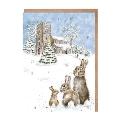 Afbeelding van Adventskalender Kaart A5 Wrendale Silent Night Rabbit Advent Calendar Card