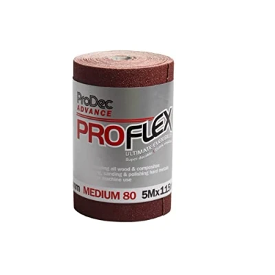 Afbeelding van ProDec Advance PAPFV80 Proflex Ultra Flexibele Aluminium Oxide Schurende Schuurpapier 80 Grit Medium Grade 5 m x 115mm Roll