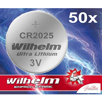 Afbeelding van 50 x knoopcel CR2025 Wilhelm batterij lithium 3V CR 2025 industriële artikelen