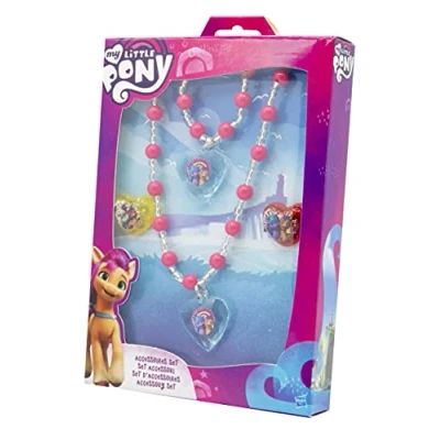 Afbeelding van Joy Toy 42694 nieuwe generatie Hasbro My Little Pony The Movie sieradenset: 1 parelarmband, parelketting, 2 ringen in geschenkverpakking, meerkleurig