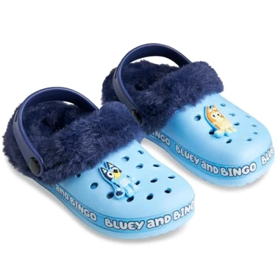 Afbeelding van BlueY Clogs met bedels en afneembare bontvoering meisjes, cadeau voor kinderen, Blauw, 27 EU