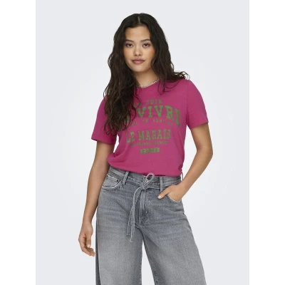 Afbeelding van ONLY T shirt met printopdruk roze/groen