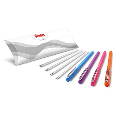 Afbeelding van Pentel BX460 izee balpen 4 kleuren set incl. navulvullingen, gesorteerd kleur, kleur behuizing komt overeen met schrijfkleur, kap metalen clip, lijndikte 0,5 mm = boldiameter 1,0