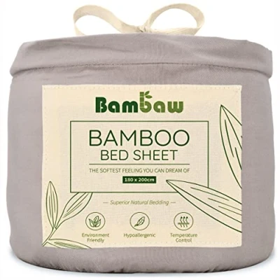 Afbeelding van Bamboe laken Eco 180 bij 200cm Grijs Luxe Beddengoed Hypoallergeen Puur Viscose Rayon Hoeslaken Ultra ademende Stof Bambaw