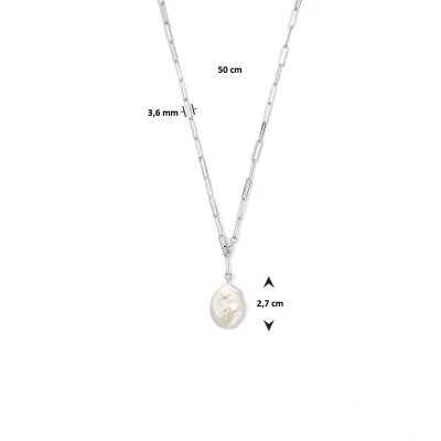 Afbeelding van zilver gerhodineerd collier parel 50 cm 1335559 horloge Wit