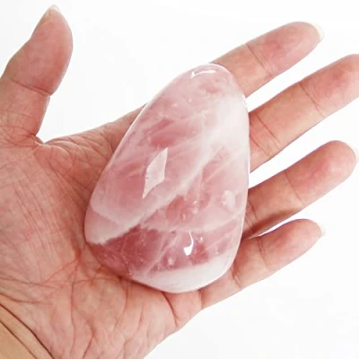 Afbeelding van Orientrea Rozenkwarts Palm Stone 1 st Pocket Energie Stone, Gladde Genezende Kristal Worry Stones (Rozenkwarts (1 stuk))
