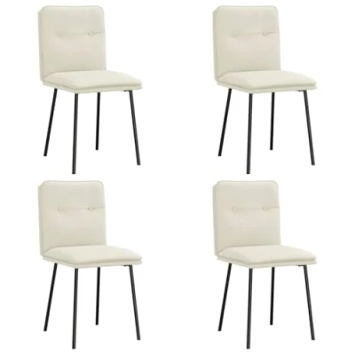 Afbeelding van vidaXL Eetkamerstoelen 4 st fluweel crèmekleurig