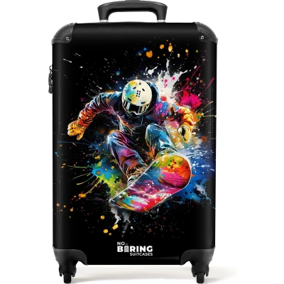 Afbeelding van NoBoringSuitcases.com® Handbagage koffer lichtgewicht Reiskoffer trolley Snowboarder met graffiti Rolkoffer wieltjes Past binnen 55x40x20 en 55x35x25