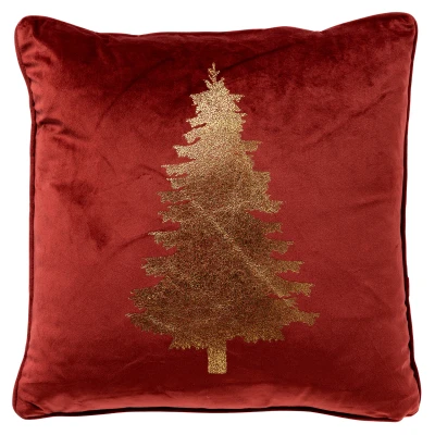 Afbeelding van TREE Sierkussen 45x45 Rood Kerst decoratie velvet