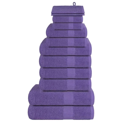 Afbeelding van VidaXL 12 delige handdoekenset 360 g/m² 100% katoen paars
