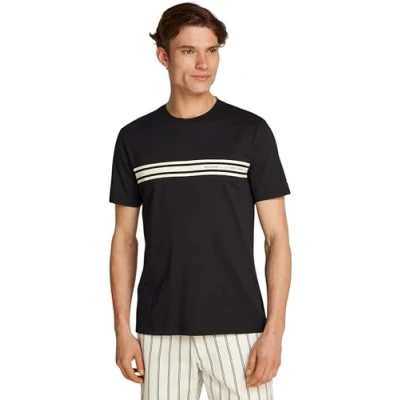 Afbeelding van Tommy Hilfiger Central Chest Stripe TEE Tshirt print, Heren, Maat: Small, Black