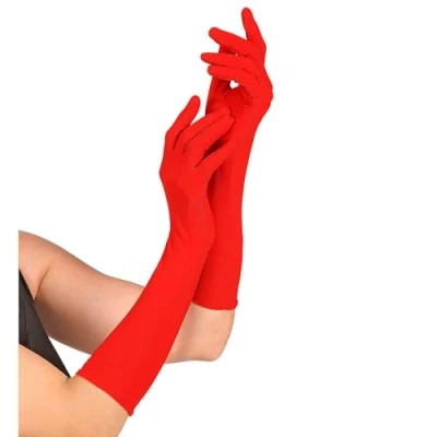 Afbeelding van &quot;Red Long Elastiek Gloves&quot; 60 cm ook geschikt voor mannen (één maat past de meeste volwassenen)