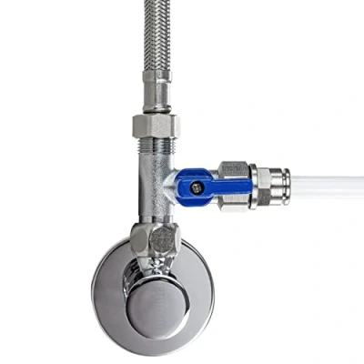 Afbeelding van Afsluitkraan, afsluitventieladapter, T stuk, verschillende maten voor waterfilteraansluiting, omgekeerde osmose, koelkasten van kant tot zij, afmetingen: (3/8 AG x 3/8 QC ÜM)