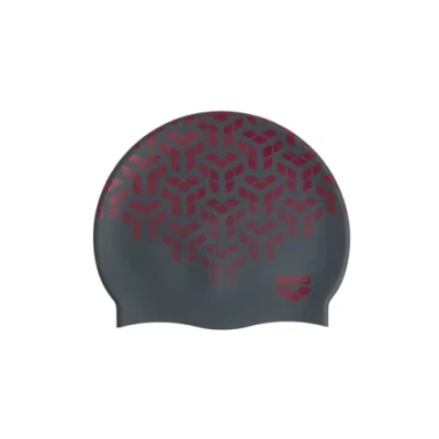 Afbeelding van Arena 2 Unisex siliconen bedrukte badmuts voor dames en heren, badmuts, intensieve training, comfortabel, antislip, lang haar (Kikko/Zwart Rood)