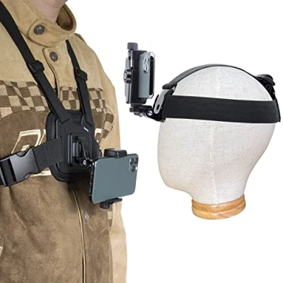 Afbeelding van Suptig Telefoon Borstband Harnas Mount Hoofdband Houder Kit voor POV/VLOG, Mobiele Clip iPhone, Samsung, GoPro Hero 12,11,10, 9, 8,7, 6, 5, 4, 3,2, 1, AKASO, DJI Osmo Action Cam