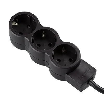 Afbeelding van Legrand 695010 Stekkerdoos met 3 stopcontacten (3 voudig); voor bevestiging aan wand en tafel; extra plat