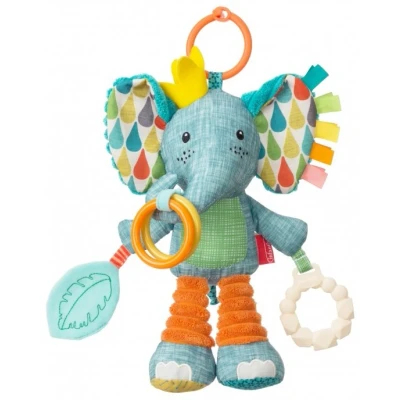 Afbeelding van INFANTINO Go Gaga Pinda The Elephant Activity Pal, Clip op kinderwagen en geboren baby &amp; sensorisch speelgoed, bijtring Clacker, veelkleurig
