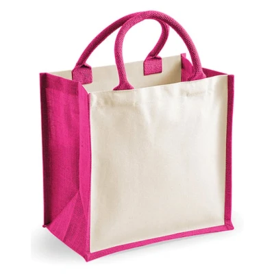 Afbeelding van Westford Mill Printers Midi Jute Bag WM421 Fuchsia
