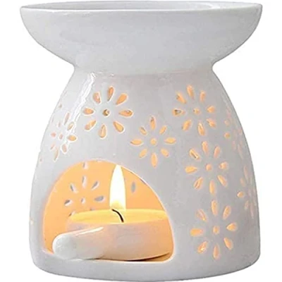 Afbeelding van Wax Melt brander Keramische Olie Branders Diverse Warmer Aromatherapie Houder Kaars Geurende Diffuser Thuis Slaapkamer Decor Bloem Patroon