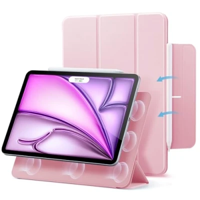 Afbeelding van ESR magnetische hoes voor iPad Air 13 inch M2 2024, Pro 12,9 hoesje (2022/2021, 6e/5e generatie), krachtige bevestiging, slanke drievoudige standaardhoes, ondersteunt potlood