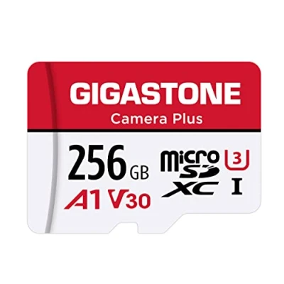 Afbeelding van Gigastone Geheugenkaart 256 GB camera plus serie, leessnelheid tot 100 MB/s. Ideaal voor Full HD video Gopro drone Android A1 Micro SDXC kaart met mini hoes en SD adapter.