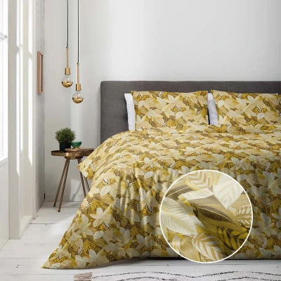 Afbeelding van Dekbedovertrek Luna Autumn Leaves Tweepersoons (200x220 cm) Geel 80% polyester 20% katoen Dessin: Natuur Bedding