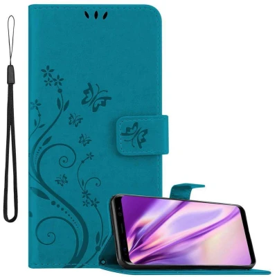 Afbeelding van Cadorabo Hoesje geschikt voor Samsung Galaxy S8 PLUS in Bloemen BLAUW Beschermhoes Case Cover magnetische