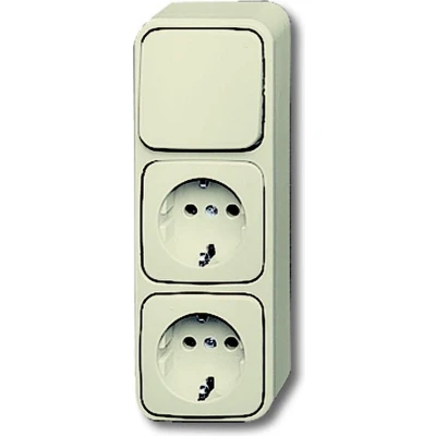 Afbeelding van Busch Jaeger BJ combinatie schakelaar/wcd 3 voudig met plaat opbouw 2601/6/2300/2 EAP