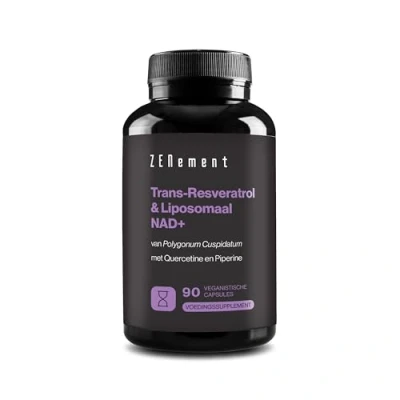 Afbeelding van Resveratrol met 500 mg per capsule, 90 Capsules Premium: 98% Trans hoge dosis van Japans duizendknoop extract Nicotinamide, Quercetine and Piperine Vegan Zenement
