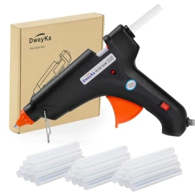 Afbeelding van Dweyka lijmpistool, 100 W, set met 30 stuks lijmpisten, 11 mm, transparante lijmsticks voor doe het zelf kunst, industriële reparatie, festival, decoreren (zwart)