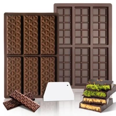 Afbeelding van HUMTEOXI Dubai Chocoladevorm van siliconen, 2 stuks, chocoladevorm, diepe voor het bakken chocoladetaarten en taartdecoratie