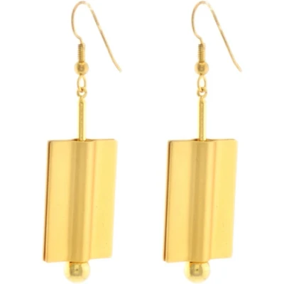Afbeelding van Behave Oorbellen hangers rechthoek goud kleur 4cm