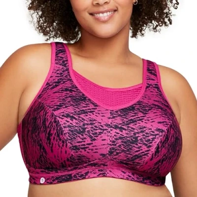 Afbeelding van Glamorise Dames Elite Performance No Bounce Cami Draadloze Sport BH #1067, Print fuchsia, 85C