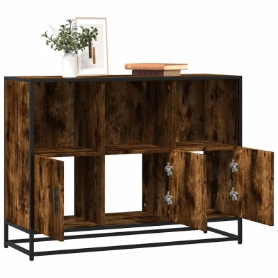 Afbeelding van vidaXL Dressoir 100x35x76 cm bewerkt hout gerookt eikenkleurig