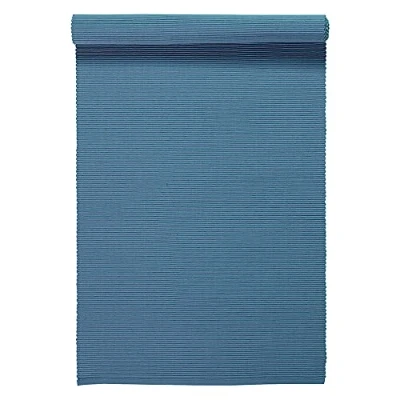 Afbeelding van LINUM UNI Decoratieve Tafelloper voor Eettafel 45x150 cm, 100% Geribbeld Katoen, Machinewasbaar, Diepzeeblauw