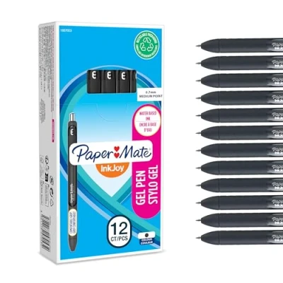 Afbeelding van Paper Mate InkJoy Gel Pennen, Medium Point (0,7 mm), Zwart, 12 Stuks