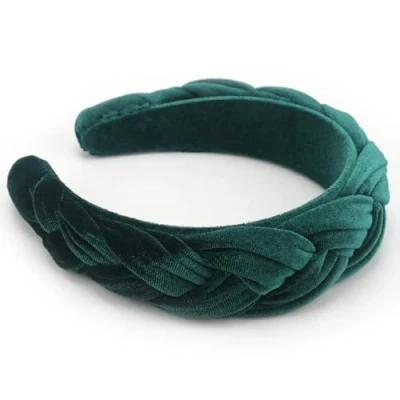 Afbeelding van DRESHOW Fluweel Gevlochten Haarband Bedekte Hoofdband Brede Gedraaide Geknoopte Haar Banden Vintage Mode Gevoerde Hoofdbanden