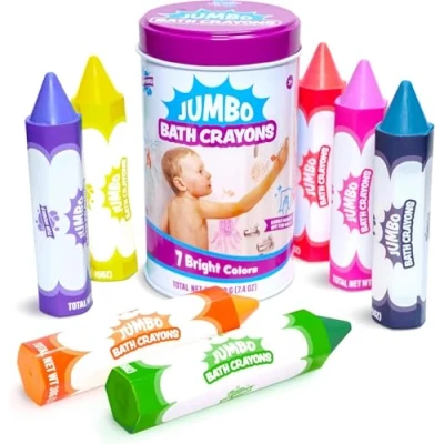Afbeelding van Tub Works® Jumbo Badkrijtjes Badspeelgoed Niet giftig, Afwasbaar Badkrijt voor Peuters &amp; Kinderen Tekent Soepel Levendig op Natte Droge Badwanden Grote, Makkelijk Vast te Houden